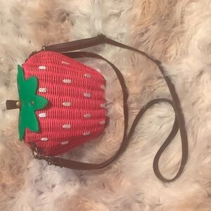 Strawberry Shaped Red Wicker Bag